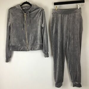 Magaschoni Gray Velour Puff Sleeve Tracksuit Jogger Set size S